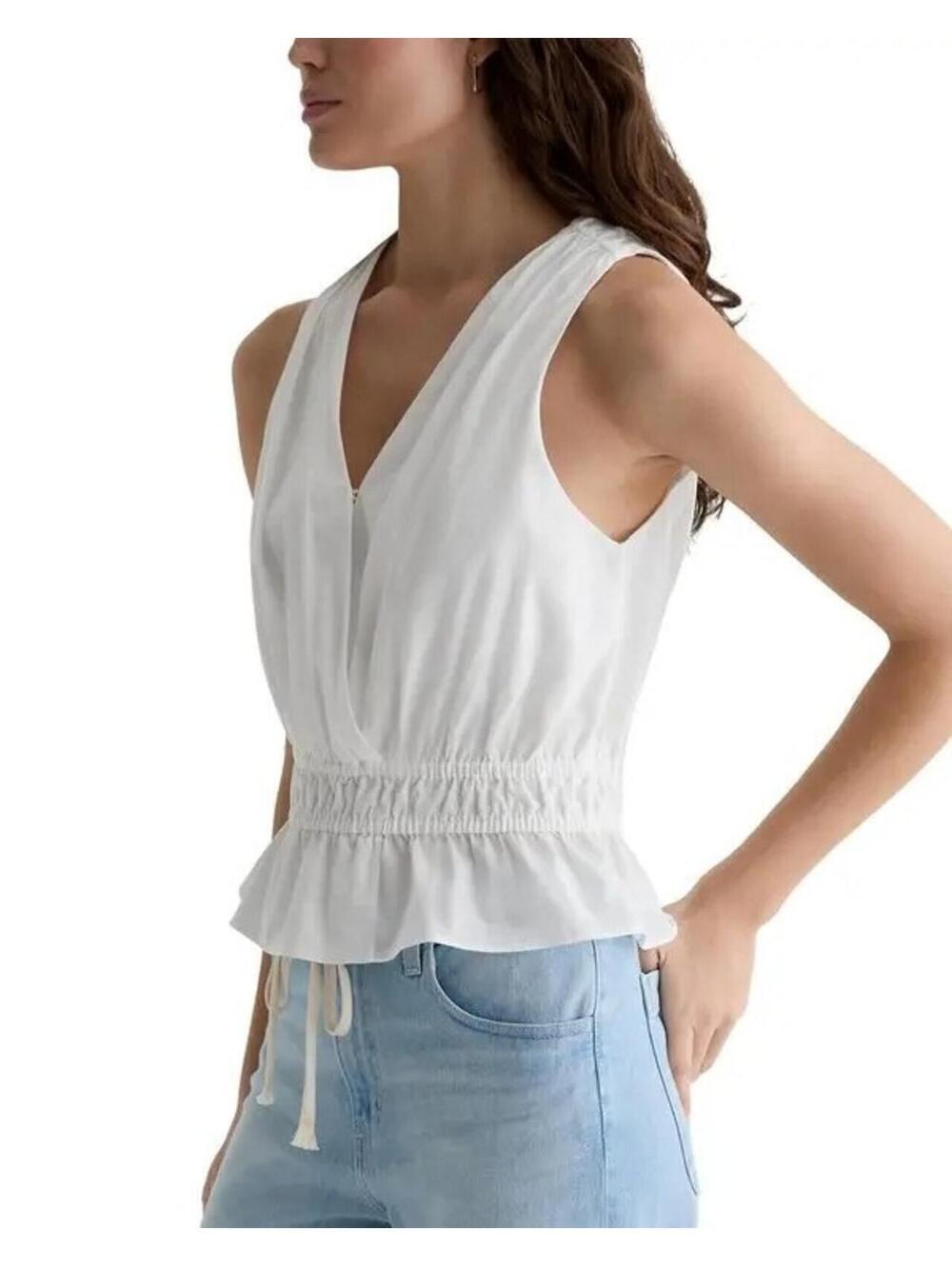 198$ AG Adriano Goldschmied Carrie Cropped Blouse Top Sleeveless Size XS White - Picture 3 of 6